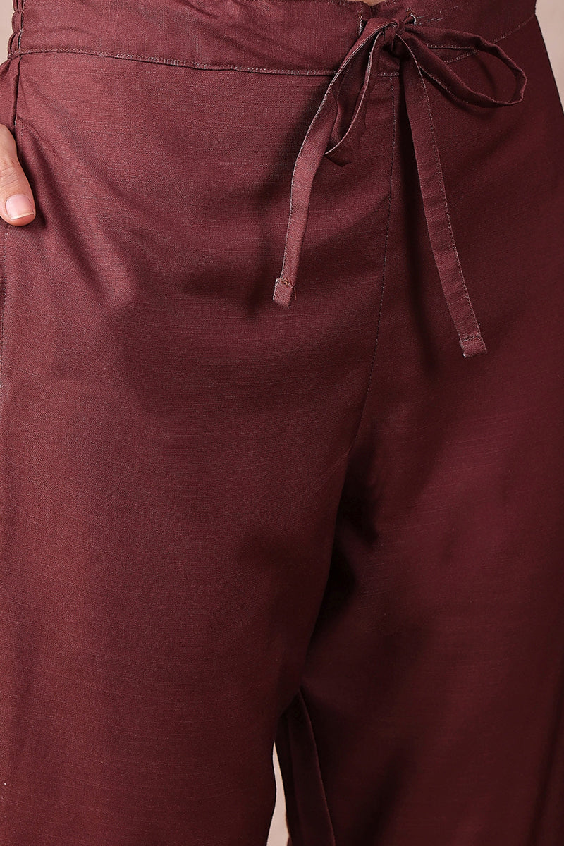 Brown Rayon Blend Floral Printed Straight Trouser Bottom Suit Set SETPKSKD2552BRN (M To 3XL Set)