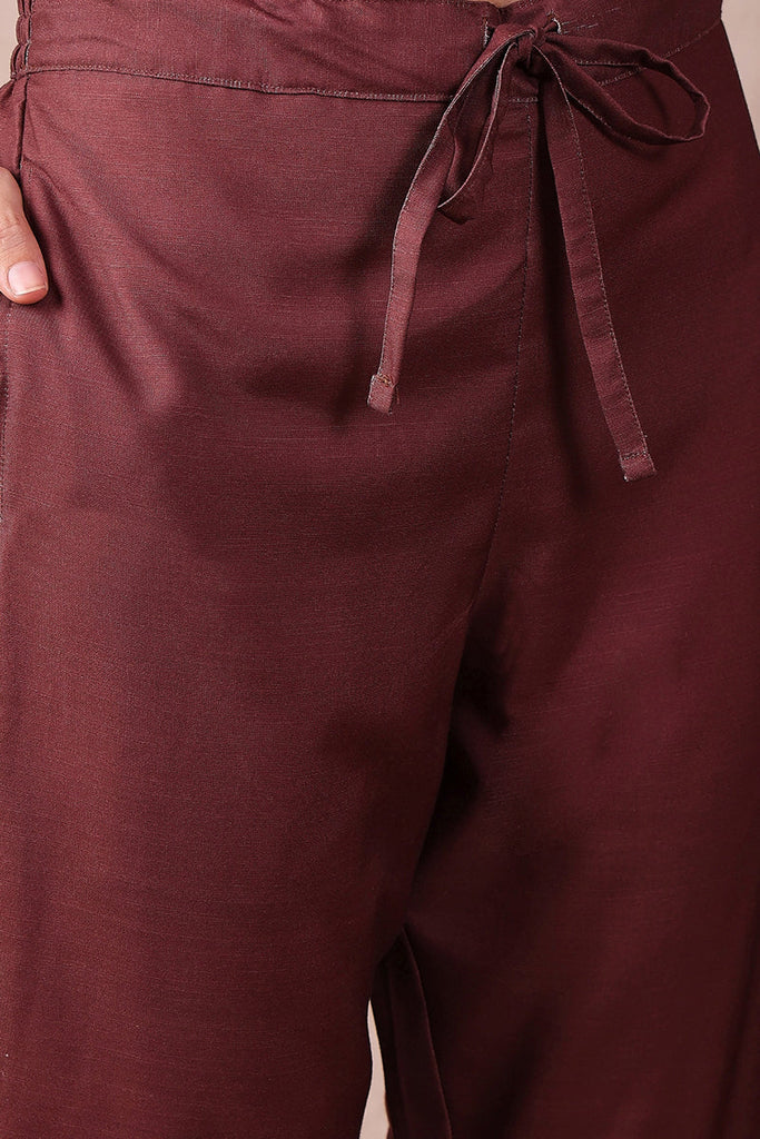 Brown Rayon Blend Floral Printed Straight Trouser Bottom Suit Set SETPKSKD2552BRN (M To 3XL Set)