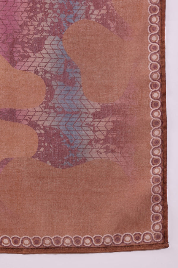 Brown Rayon Blend Floral Printed Straight Trouser Bottom Suit Set SETPKSKD2552BRN (M To 3XL Set)