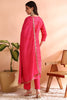 Pink Silk Blend Ethnic Motifs Straight Trouser Suit Set PKSKD2584