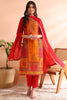 Red Silk Blend Ethnic Motifs Straight Trouser Suit Set PKSKD2585