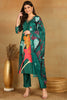 Green Silk Blend Floral Printed Straight Trouser Bottom Suit Set PKSKD2598