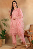 Pink Silk Blend Embroidered Solid Straight Trouser Suit Set PKSKD2631