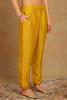 Yellow Silk Blend Embroidered Solid Straight Trouser Suit Set PKSKD2632