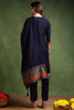 Navy Blue Chanderi Woven Design Straight Trouser Bottom Suit Set PKSKD2636