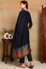 Navy Blue Chanderi Woven Design Straight Trouser Bottom Suit Set PKSKD2636