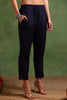 Navy Blue Chanderi Woven Design Straight Trouser Bottom Suit Set PKSKD2636