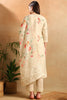 Cream Linen Blend Floral Woven Design Straight Trouser Suit Set PKSKD2651