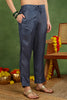 Blue Chanderi Solid Woven Design Straight Suit Set With Trouser Bottom PKSKD2677