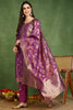 Purple Poly Chanderi Solid Woven Design Straight Suit Set PKSKD2678