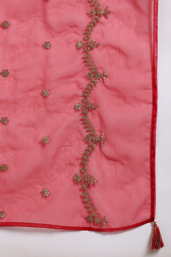 Maroon Silk Blend Solid Embroidered Straight Palazzo Suit Set PKSKD2727