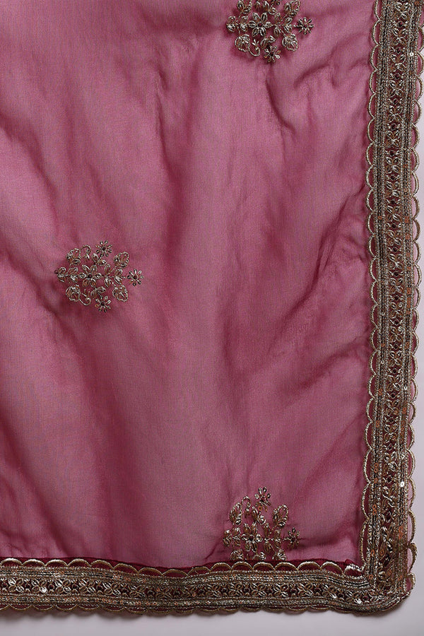 Burgundy Silk Blend Solid Straight Suit Set With Palazzo Style Bottom PKSKD2745