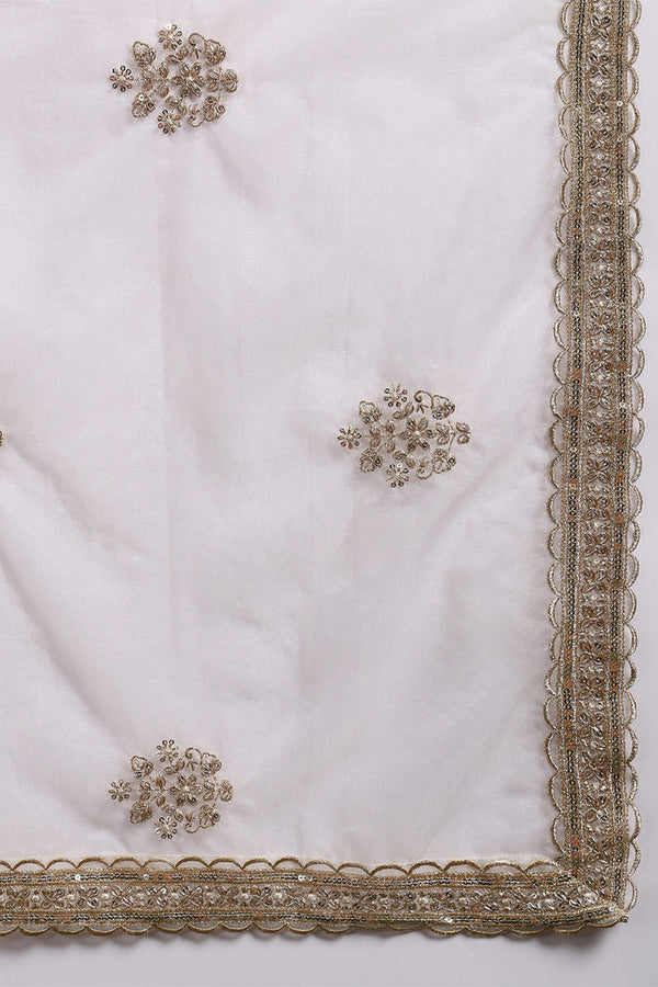 Off White Chanderi Silk Solid Straight Palazzo Suit Set PKSKD2746