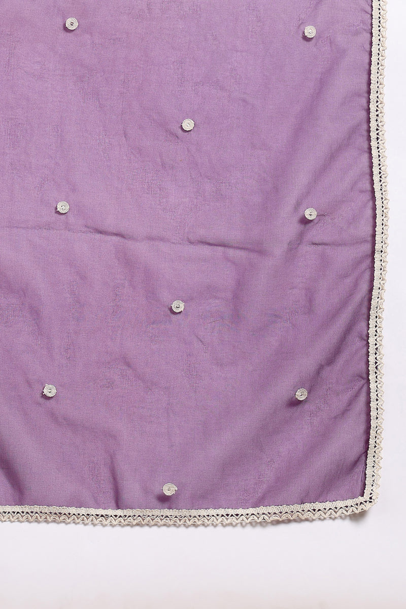 Purple Silk Blend Round Patti Anarkali Kurta & Trousers With Dupatta HOPPKSKD2758