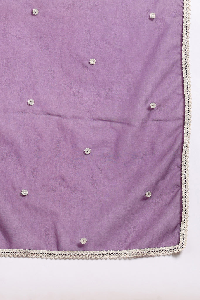 Purple Silk Blend Round Patti Anarkali Kurta & Trousers With Dupatta HOPPKSKD2758