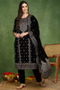 Black Velvet Ethnic Motifs Printed Straight Suit Set PKSKD2768