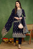 Navy Blue Velvet Ethnic Motifs Printed Straight Suit Set PKSKD2771