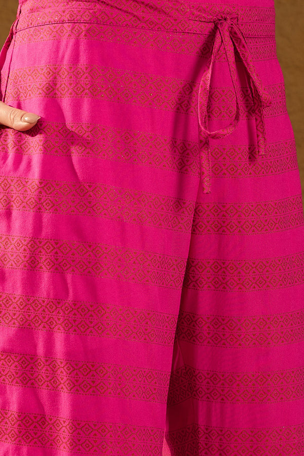 Pink Viscose Rayon Ethnic Motifs Printed Straight Palazzo Suit Set PKSKD2776