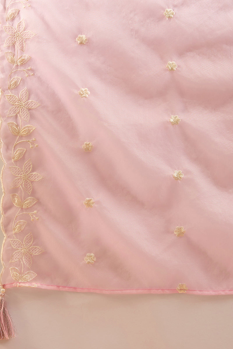Pink  Silk Blend Solid Embroidered Straight Kurta Trouser Suit Set PKSKD2838