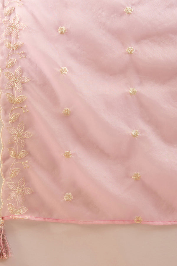 Pink  Silk Blend Solid Embroidered Straight Kurta Trouser Suit Set PKSKD2838