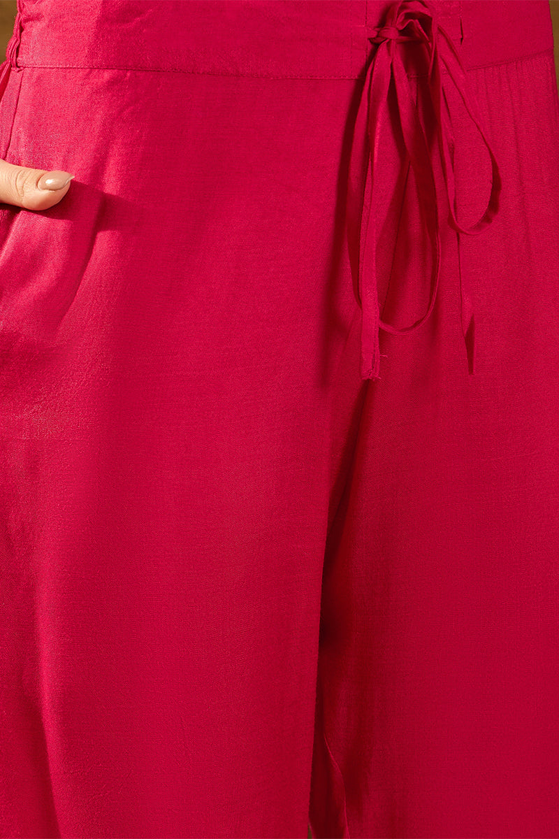 Pink Silk Floral Woven Design Straight Kurta Trousers With Dupatta HOPPKSKD2844