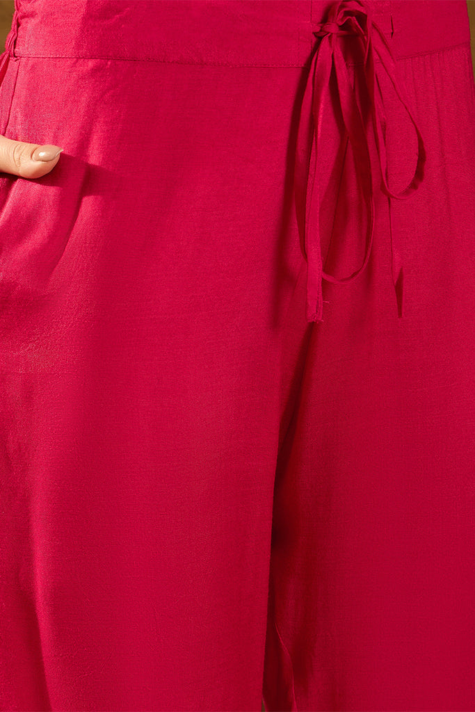 Pink Silk Floral Woven Design Straight Kurta Trousers With Dupatta HOPPKSKD2844