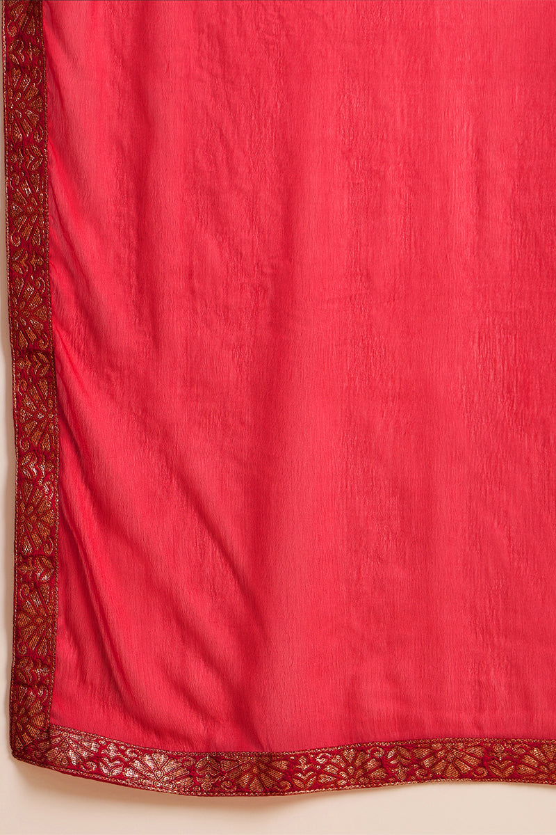Red Pure Silk Ethnic Motifs Woven Design Straight Suit Sets HOPPKSKD2846