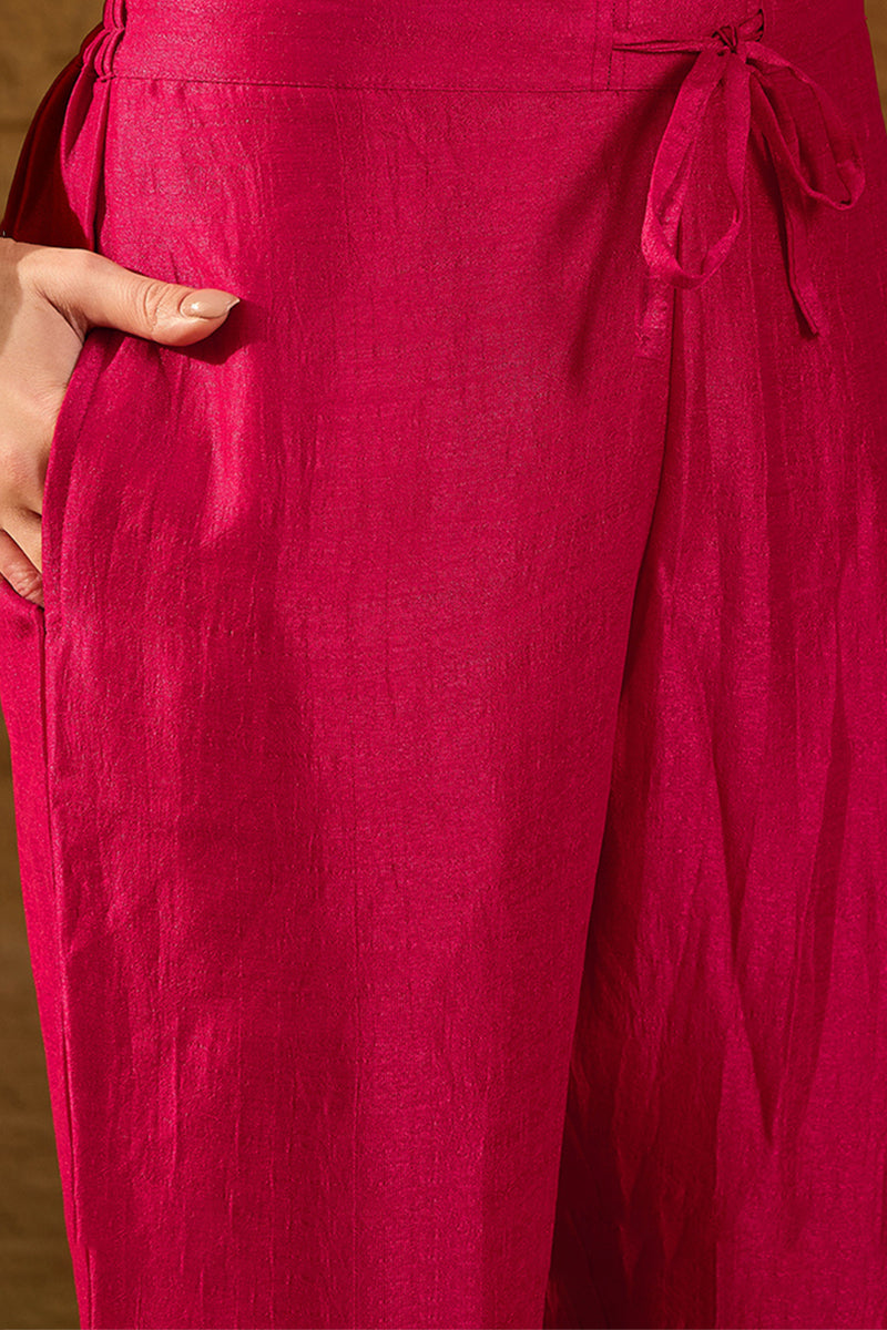 Red Silk Blend Ethnic Motifs Woven Design Anarkali Kurta Trousers With Dupatta PKSKD2894