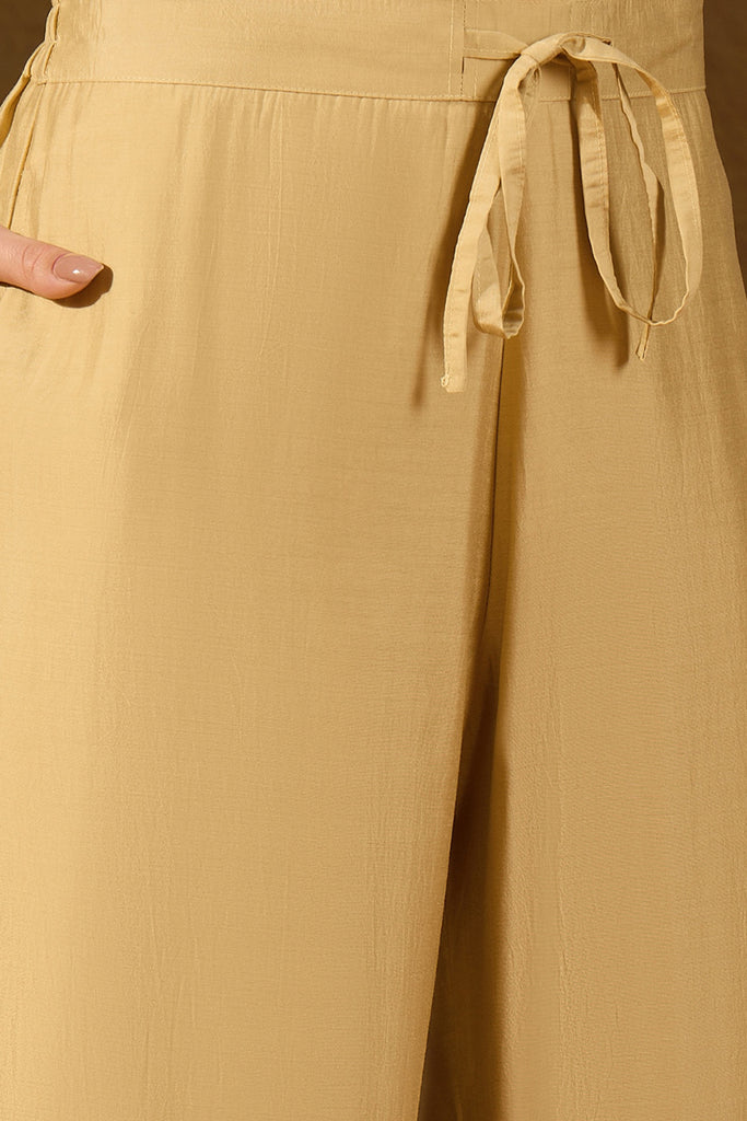Yellow Silk Blend Solid Embroidered Straight Kurta Trousers With Dupatta PKSKD2938