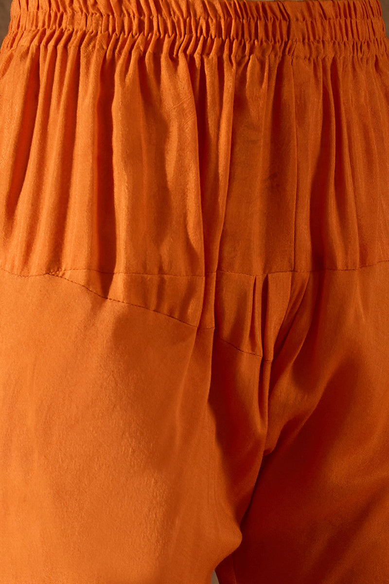 Orange Silk Blend Woven Design Anarkali Kurta Churidar with Dupatta HPKSKD3023
