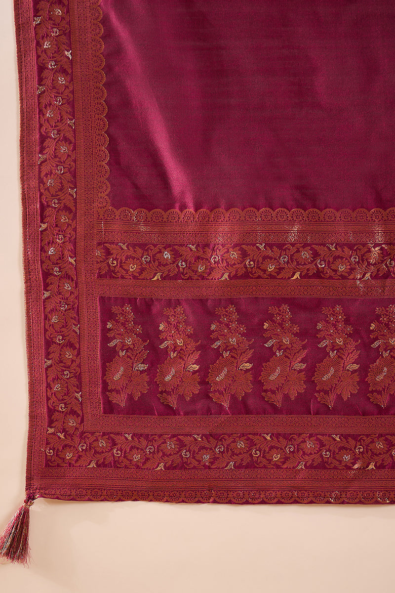Pink Chanderi Woven Design Anarkali Kurta Palazzo With Dupatta HOPPKSKD3030
