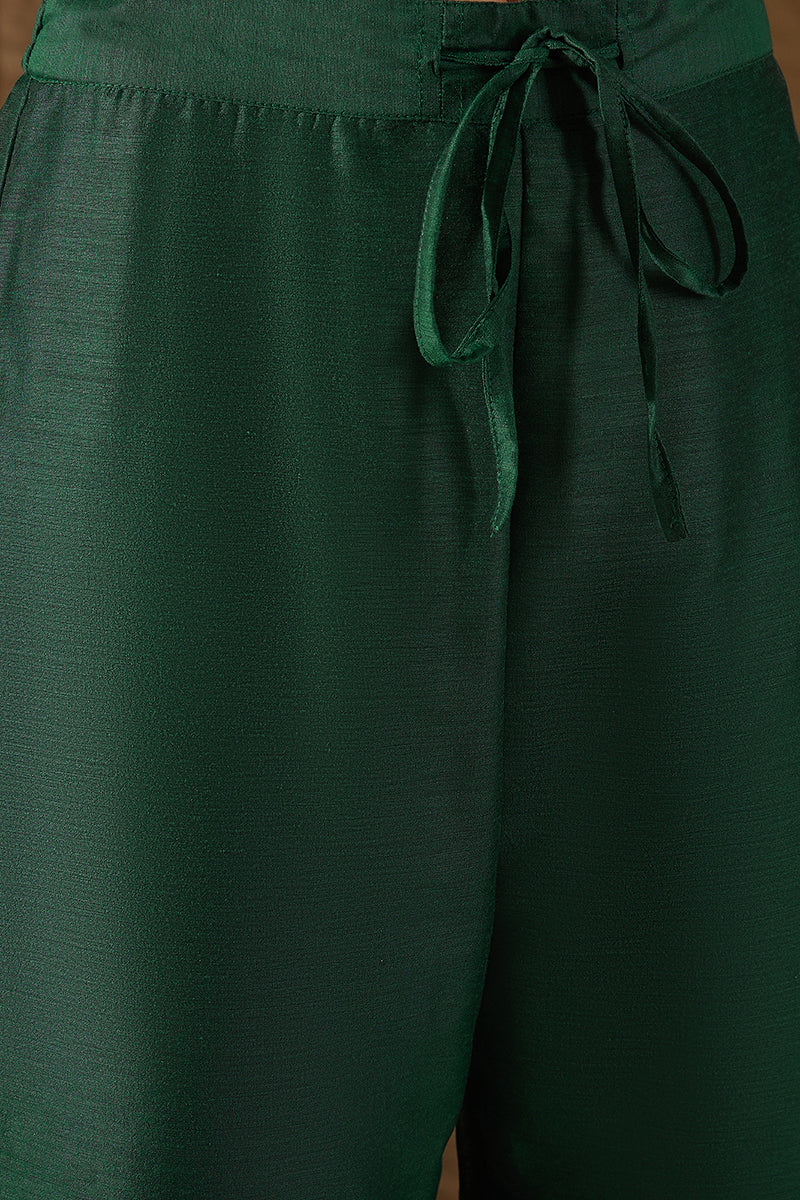 Sea Green Chanderi Floral Woven Design Kurta with Palazzo & Dupatta HPKSKD3034