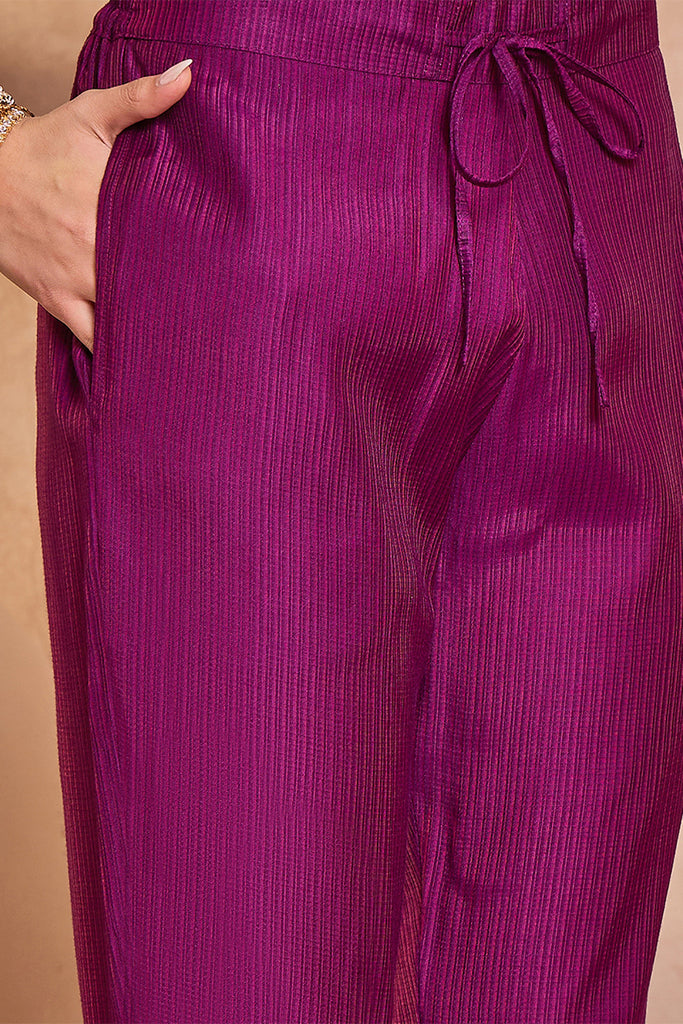 Purple Silk Blend Floral Printed Straight Kurta Trouser With Dupatta PKSKD3216