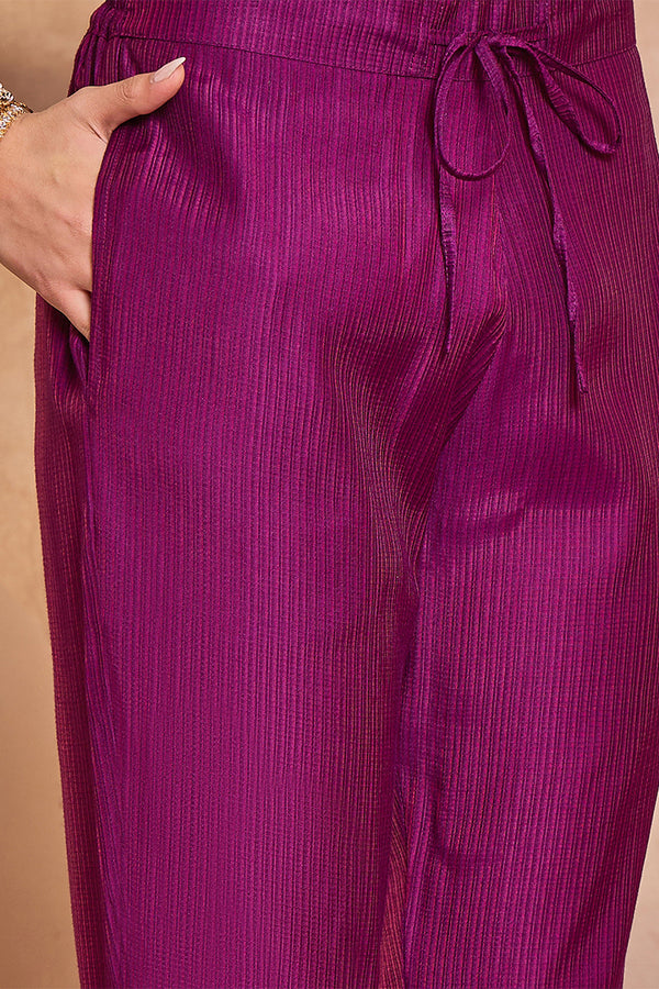 Purple Silk Blend Floral Printed Straight Kurta Trouser With Dupatta PKSKD3216