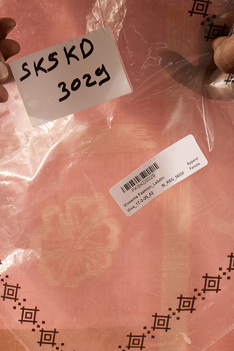Pink Chanderi Solid Woven Design Straight Kurta Trousers With Dupatta SKSKD3029