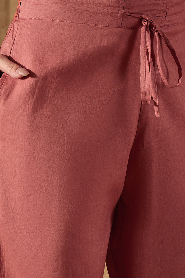 Mauve Chanderi Solid Woven Design Straight Kurta Trousers With Dupatta SKSKD3047
