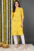 Women Cotton Fabric Trendy Festive Wear Yellow Printed Kurti VCK1334