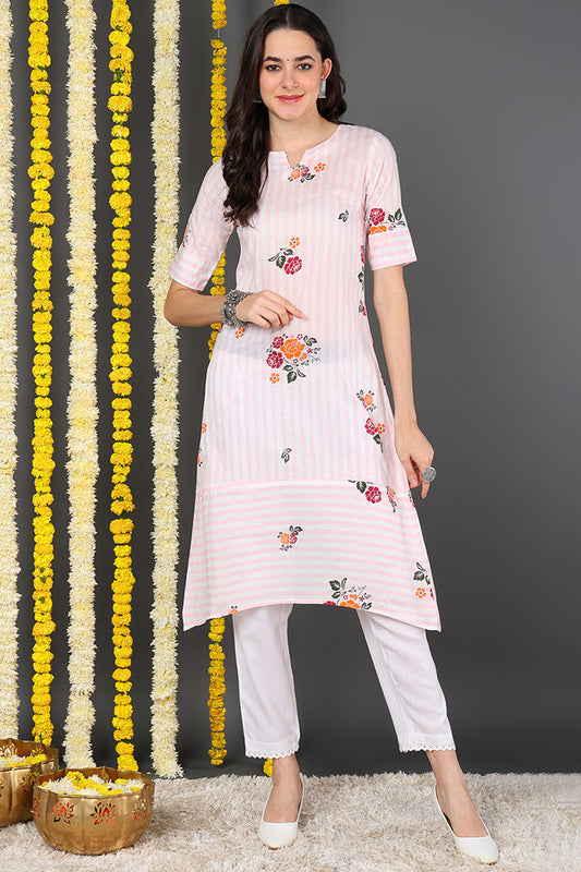 Women Cotton Fabric Pink Printed Fancy Daily Wear Kurti VCK1582