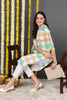 White And Green Printed Straight Kurta VCK1852E