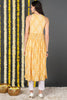 Women Yellow White Floral Printed Keyhole Neck Cotton Kurta VCK8515