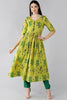 Green Floral Yoke Design Thread Work Anarkali Kurta VCK8521