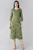 Olive Green Floral Embellished Keyhole Neck Kurta VCK8524