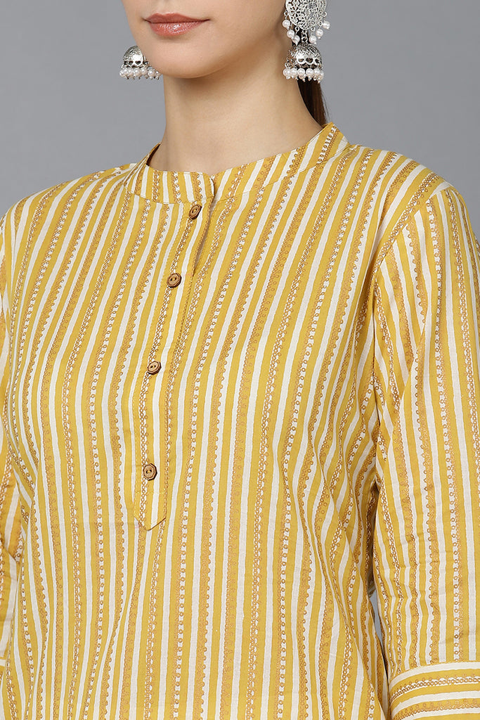 Mustard Cotton Straight Kurta VCK8681