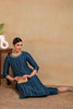 Navy Blue Silk Blend Solid Embroidered Straight Kurta VCK9171A