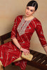 Red Viscose Rayon Chevron Printed Straight Kurta VCK9210