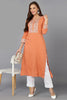 Coral Peach Viscose Rayon Embroidered Straight Kurta VCK9220