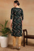 Green Viscose Rayon Chevron Printed Straight Kurta VCK9329