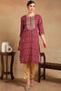 Pink Viscose Rayon Ethnic Motifs Printed Straight Kurta VCK9526