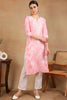 Pink Cotton Blend Embroidered Abstract Printed Straight Kurta VCK9758