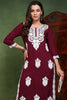 Burgundy Viscose Rayon Solid Embroidered Chikankari Straight Kurta VCK9763